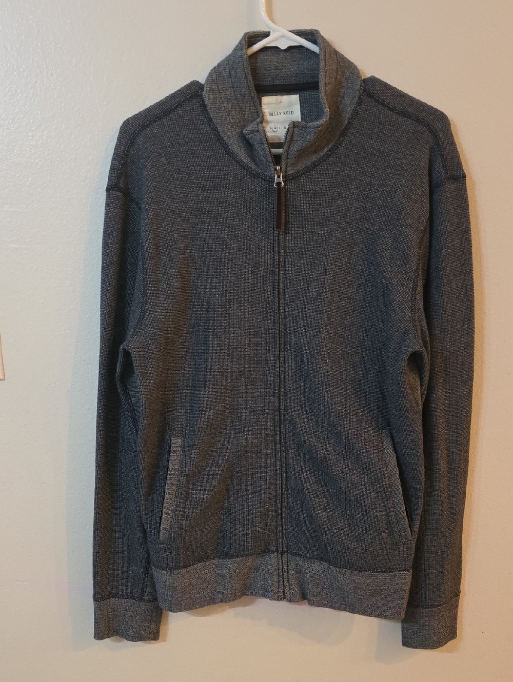 Billy Reid Men's Dark Gray Full-Zip Knit Jacket
